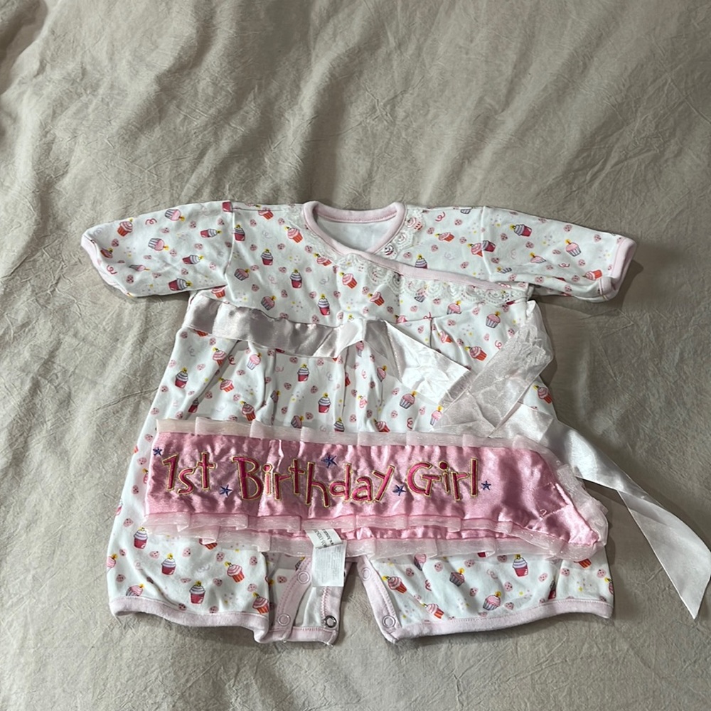 Baby girls first birthday outfit, size 12 month, worn once